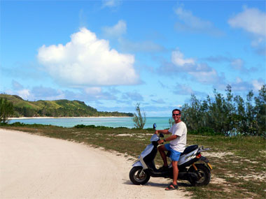 Sam enjoying the rented scooter.