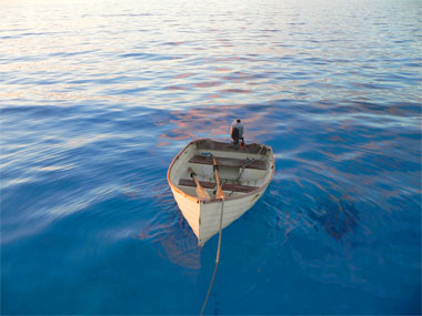 dinghy at Beveridge Reef