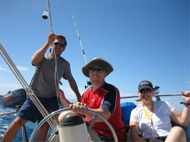Sam, Mike & Janelle sailing