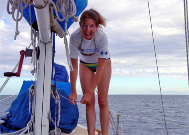 Sally sailing in Fiji