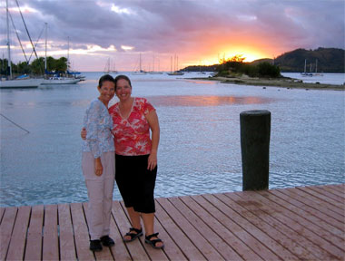 Sally & Janet at sunset in Musket Cove